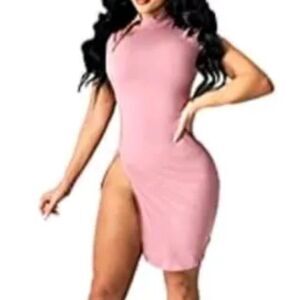 So Chic Front Zip Ribbed S/S Mini Dress